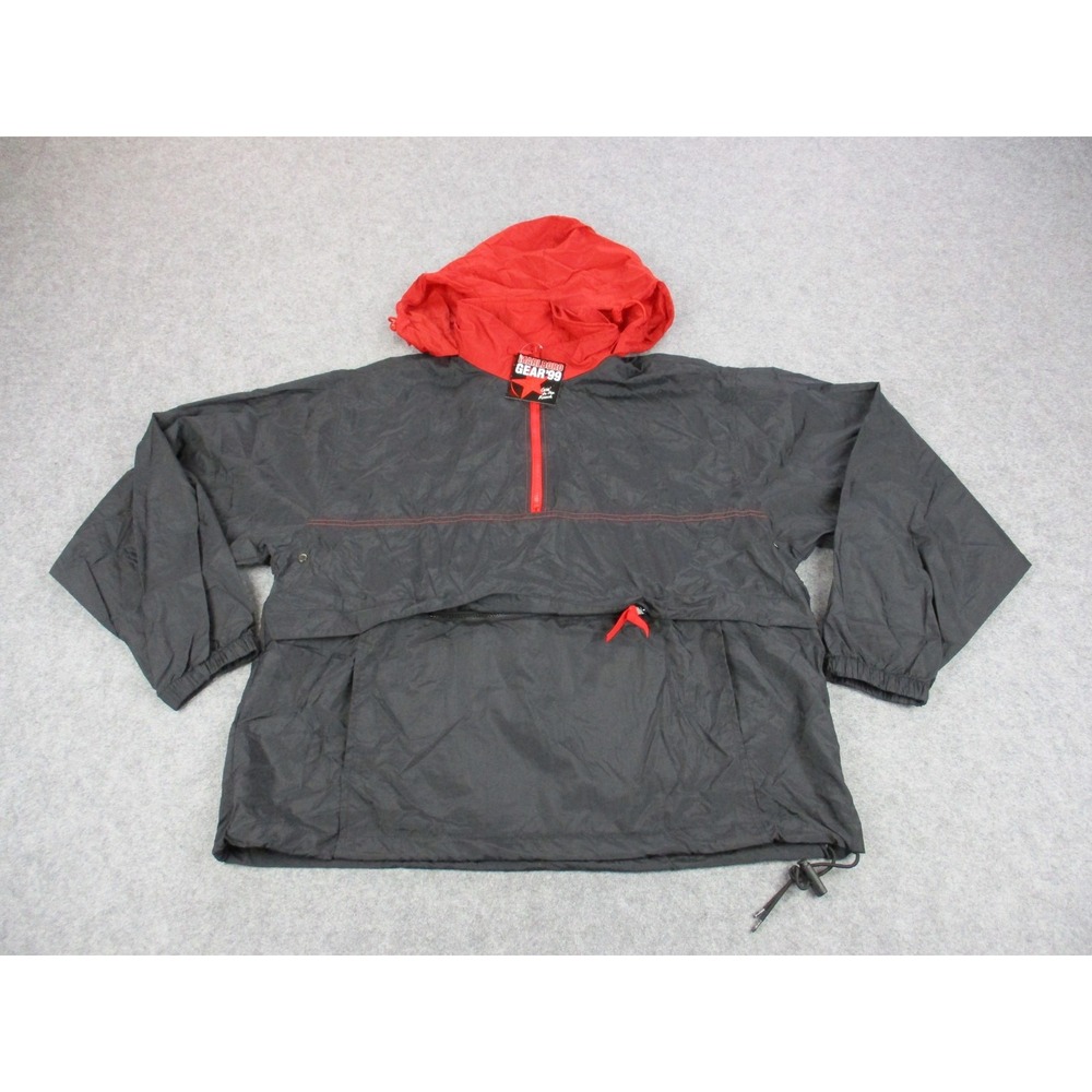 VINTAGE Marlboro Jacket Mens Large Black Red Gear 99 Hooded Pullover Anorak 90s